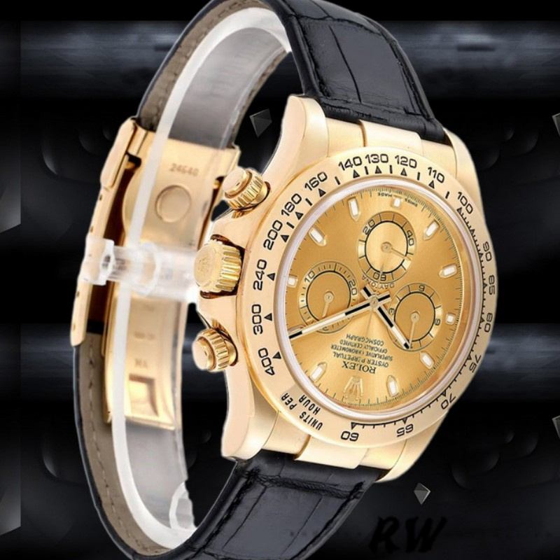 Rolex Cosmograph Daytona 116518 Champagne Dial Yellow Gold Bezel 40mm Mens Replica Watch