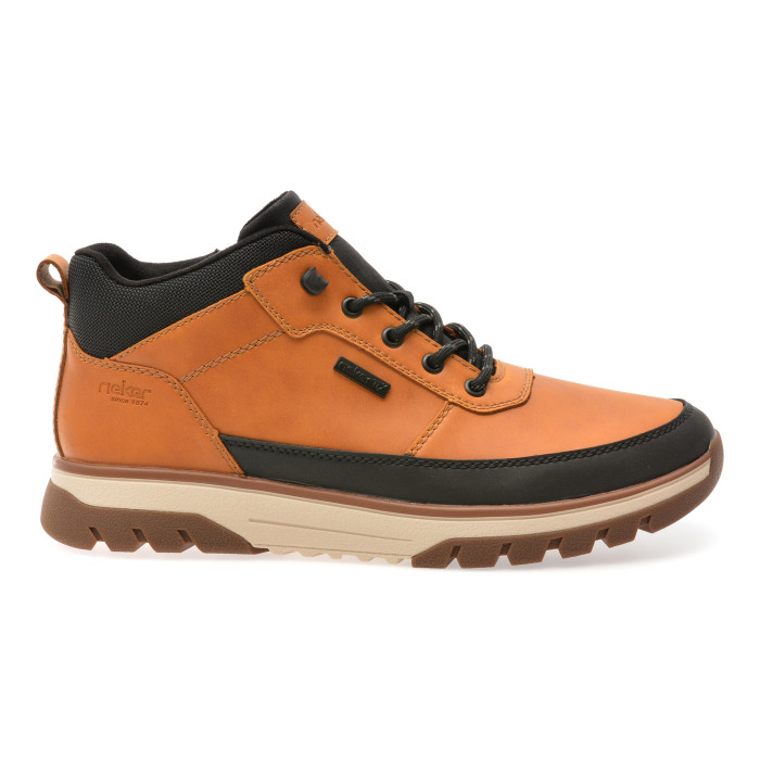 Ghete RIEKER maro, B9300, din piele ecologica