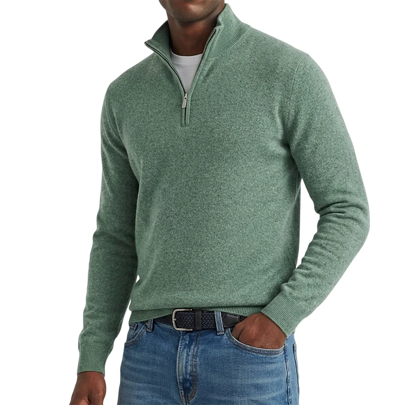 Mivanity Men's Quarter-Zip Stand-Up Collar Polo Shirt