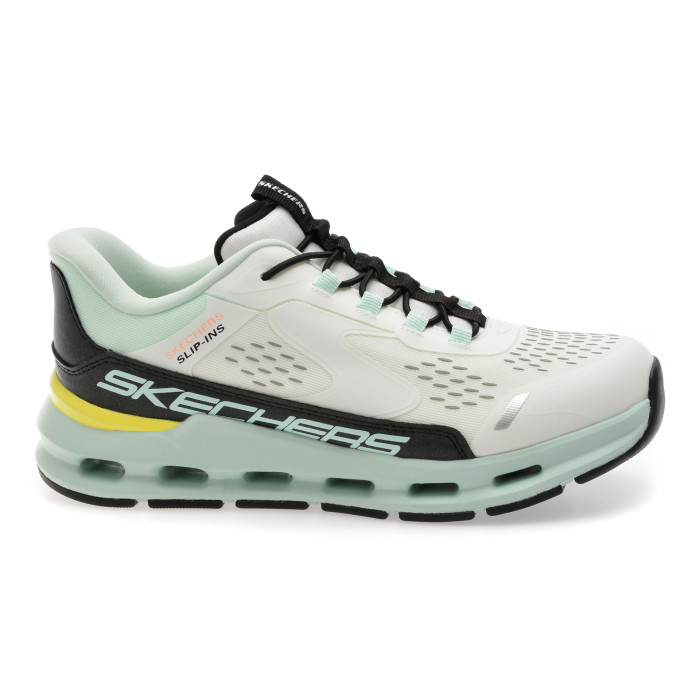 Pantofi sport SKECHERS albi, GLIDE-STEP +, din material textil