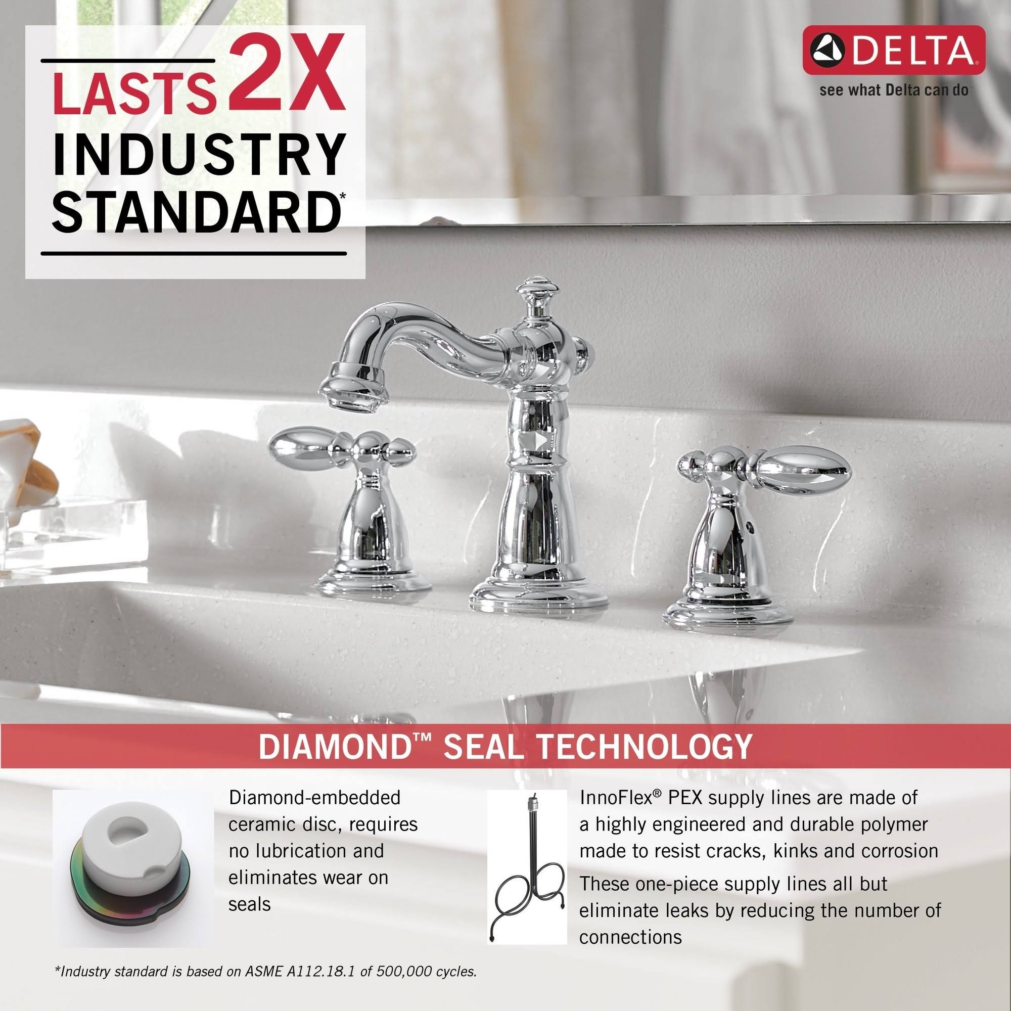 Delta Victorian 3555-PBMPU-DST Two Handle Widespread Bathroom Faucet Polished Brass