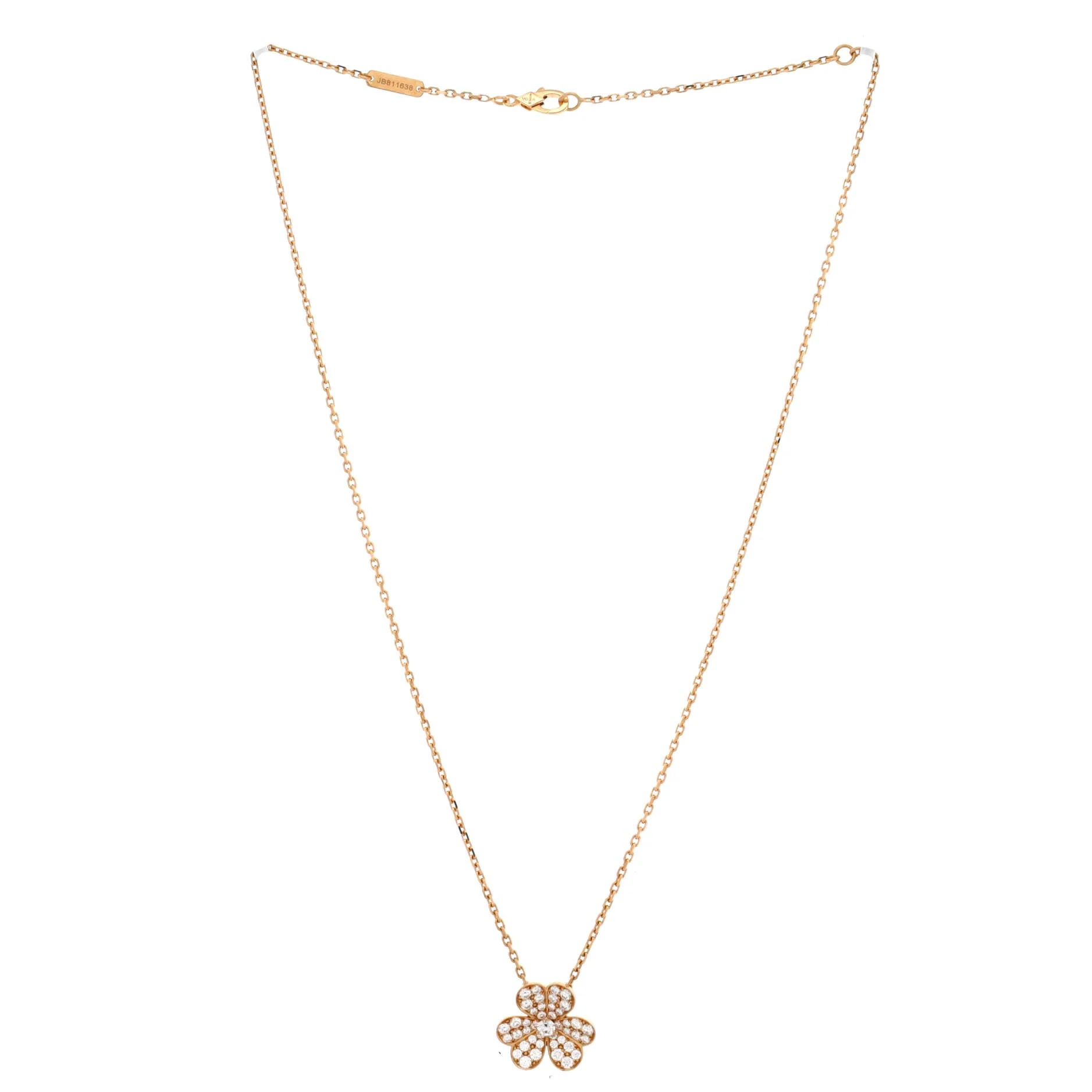 Frivole Pendant Necklace 18K Rose Gold with Pave Diamonds Small