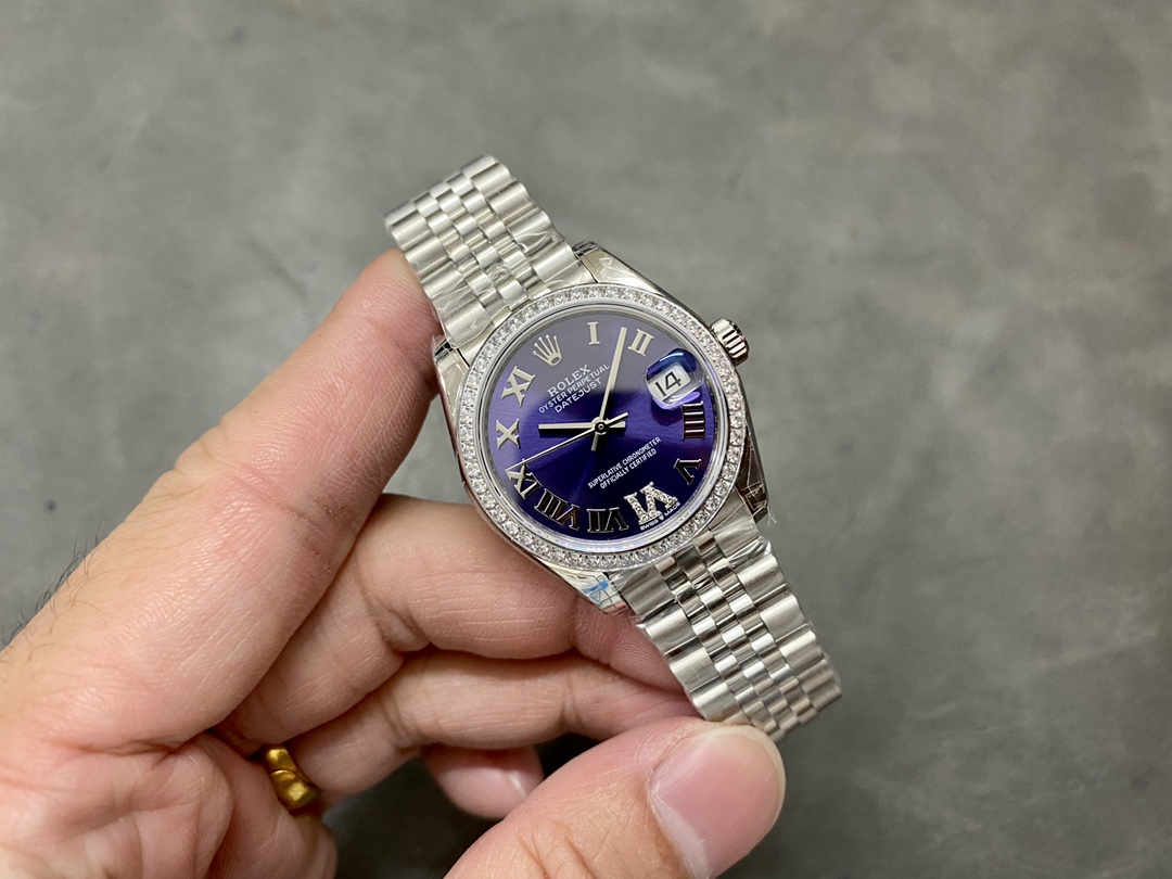 Rolex Datejust 31mm Stainless Steel 278384RBR 0030 Aubergine VI Jubilee Women's Watch