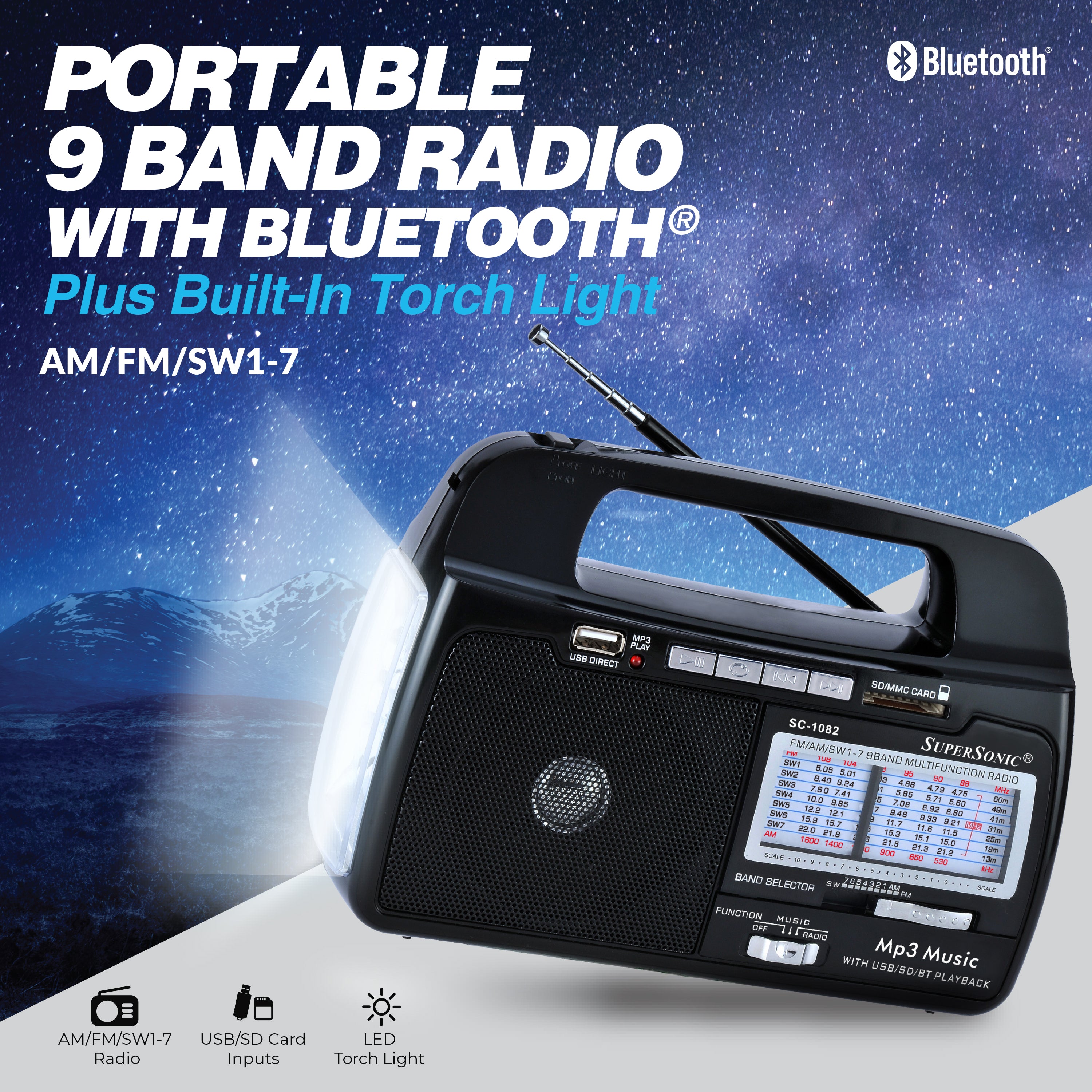 9 Band AM/FM/SW1-7 Portable Radio