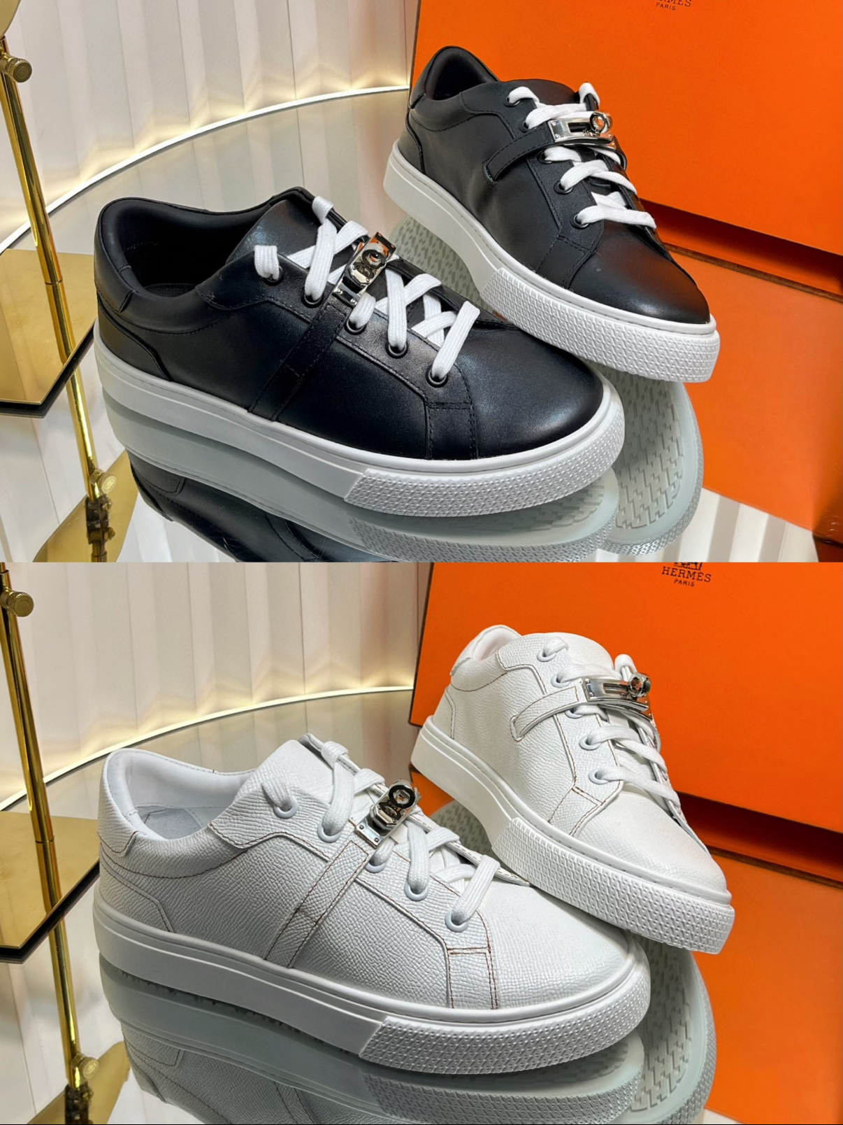Hermès casual fashion Blakc white custom