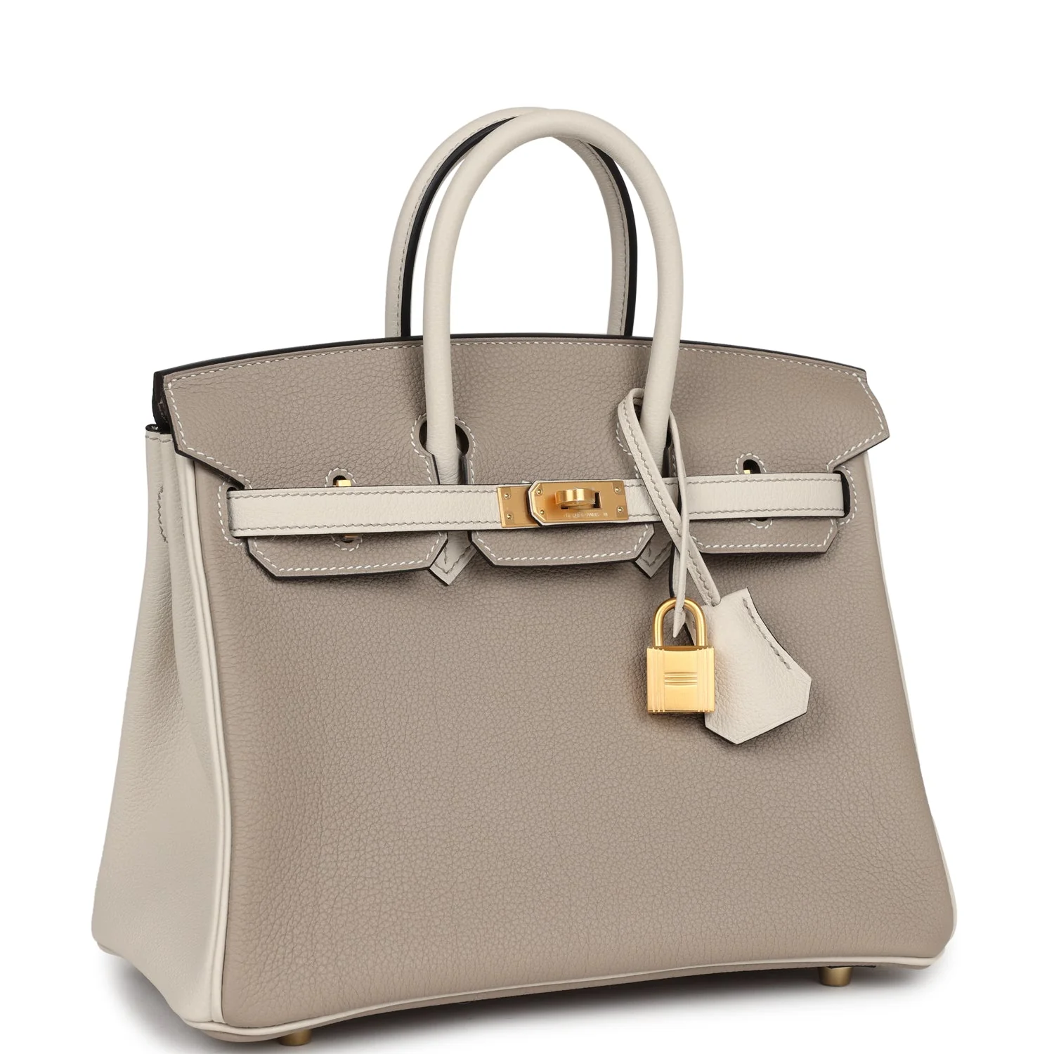 Hermes Special Order (HSS) Birkin 25 Gris Tourterelle and Craie Togo Brushed Gold Hardware