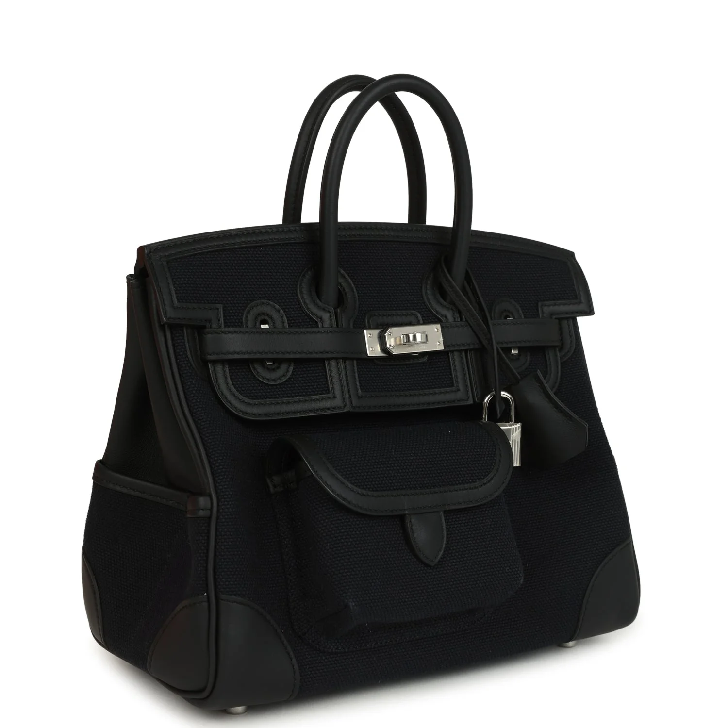 Hermes Birkin 25 Cargo Black Toile Goeland and Black Swift Palladium Hardware