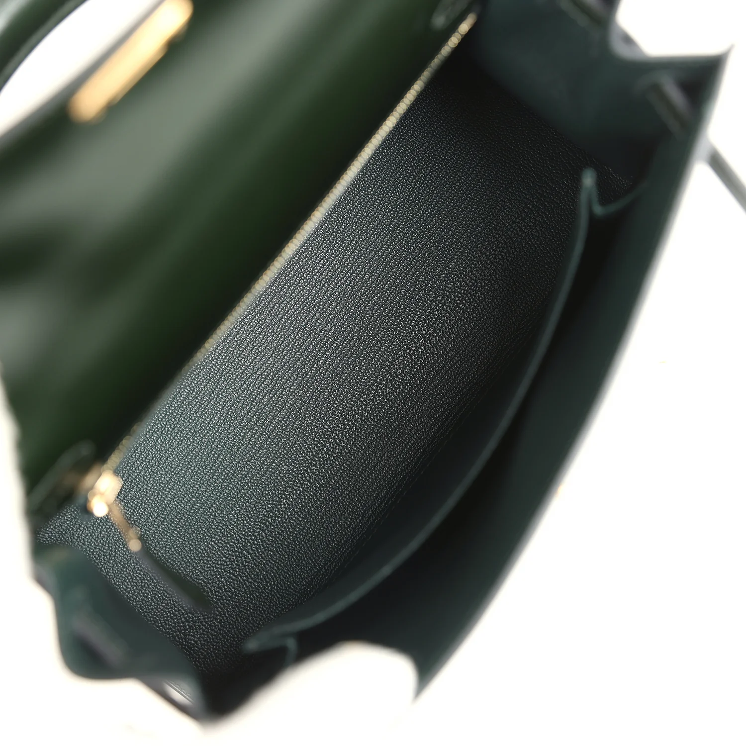 Hermes Kelly Sellier 25 Vert Fonce Box Gold Hardware