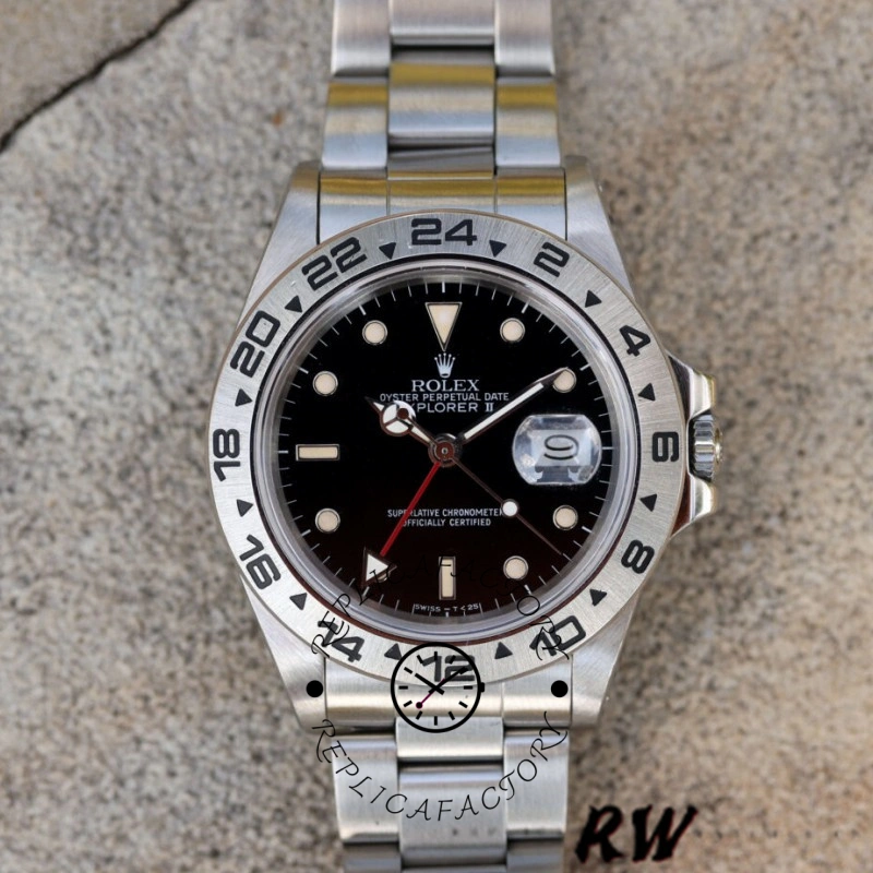 Rolex Explorer II 16550 Stainless Steel Black Dial 39MM Mens Replica Watch