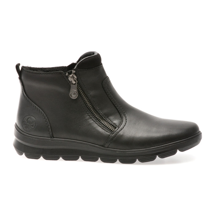 Ghete RIEKER negre, Z0060, din piele naturala