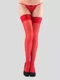 Lovehoney Red Sheer Lace Top Hold-Ups