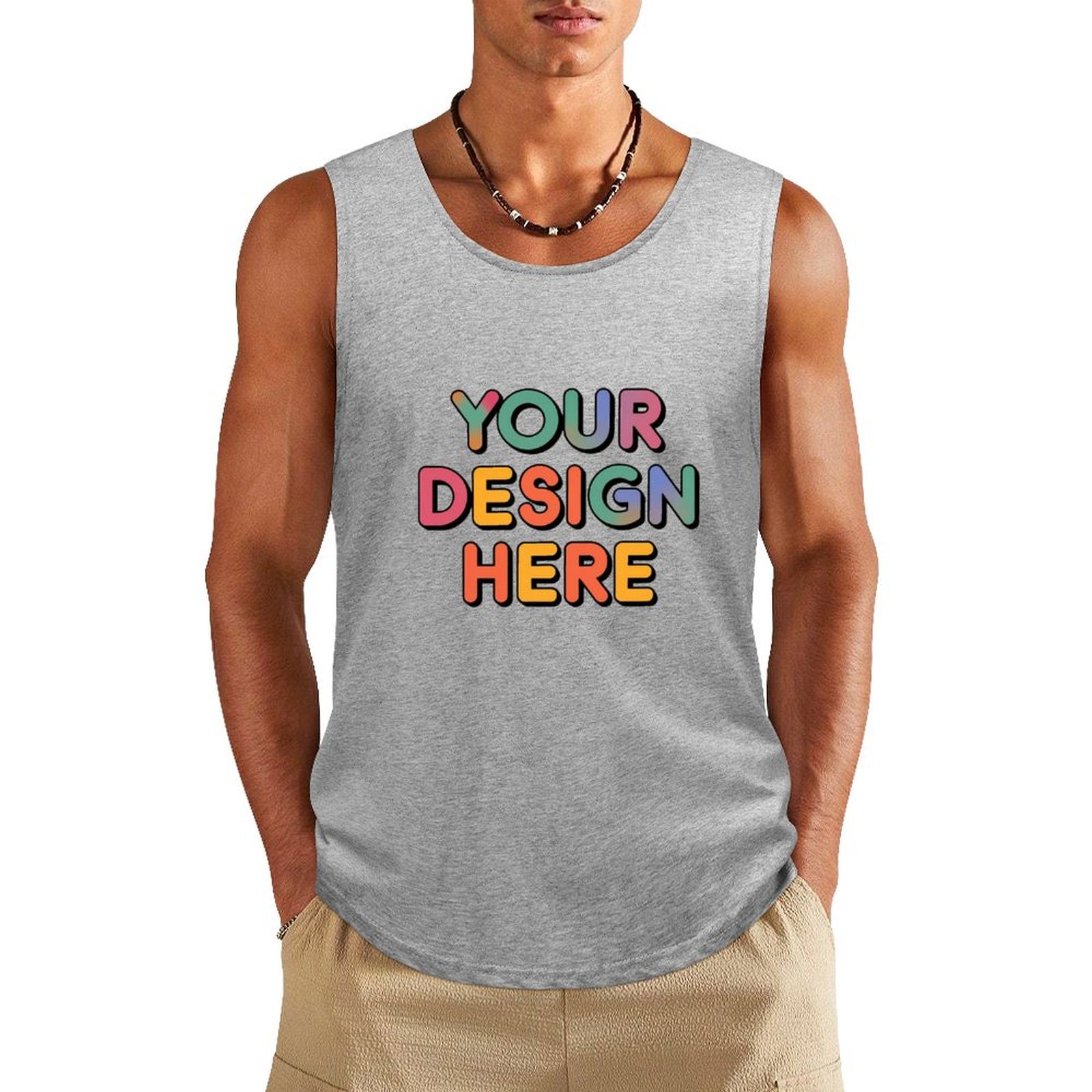 Personalized Custom Men’s 100% Cotton Sleeveless Vest