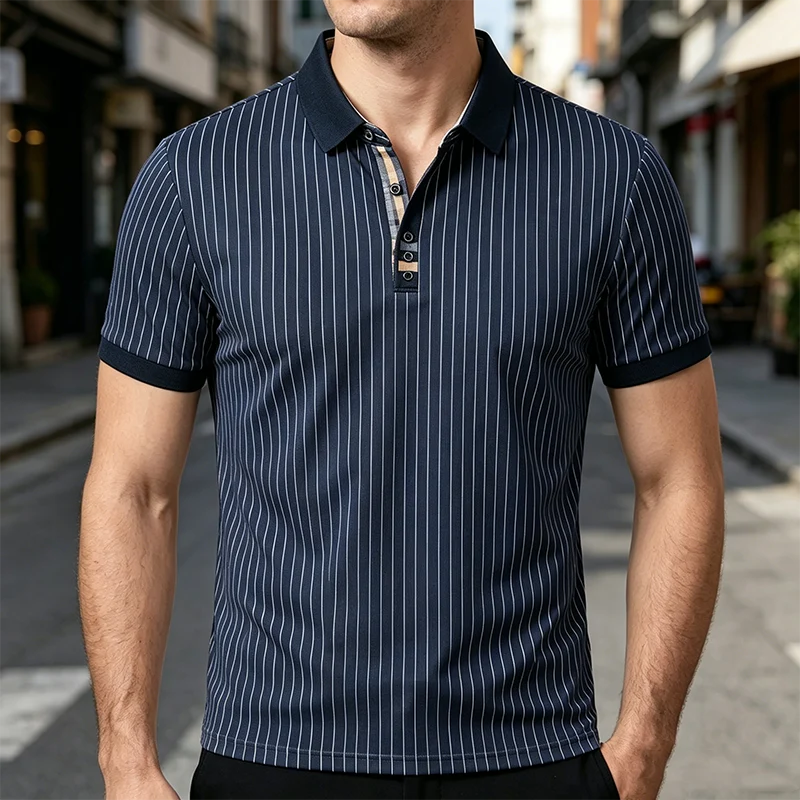 Mivanity Men's Slim Fit Striped Polo Shirts