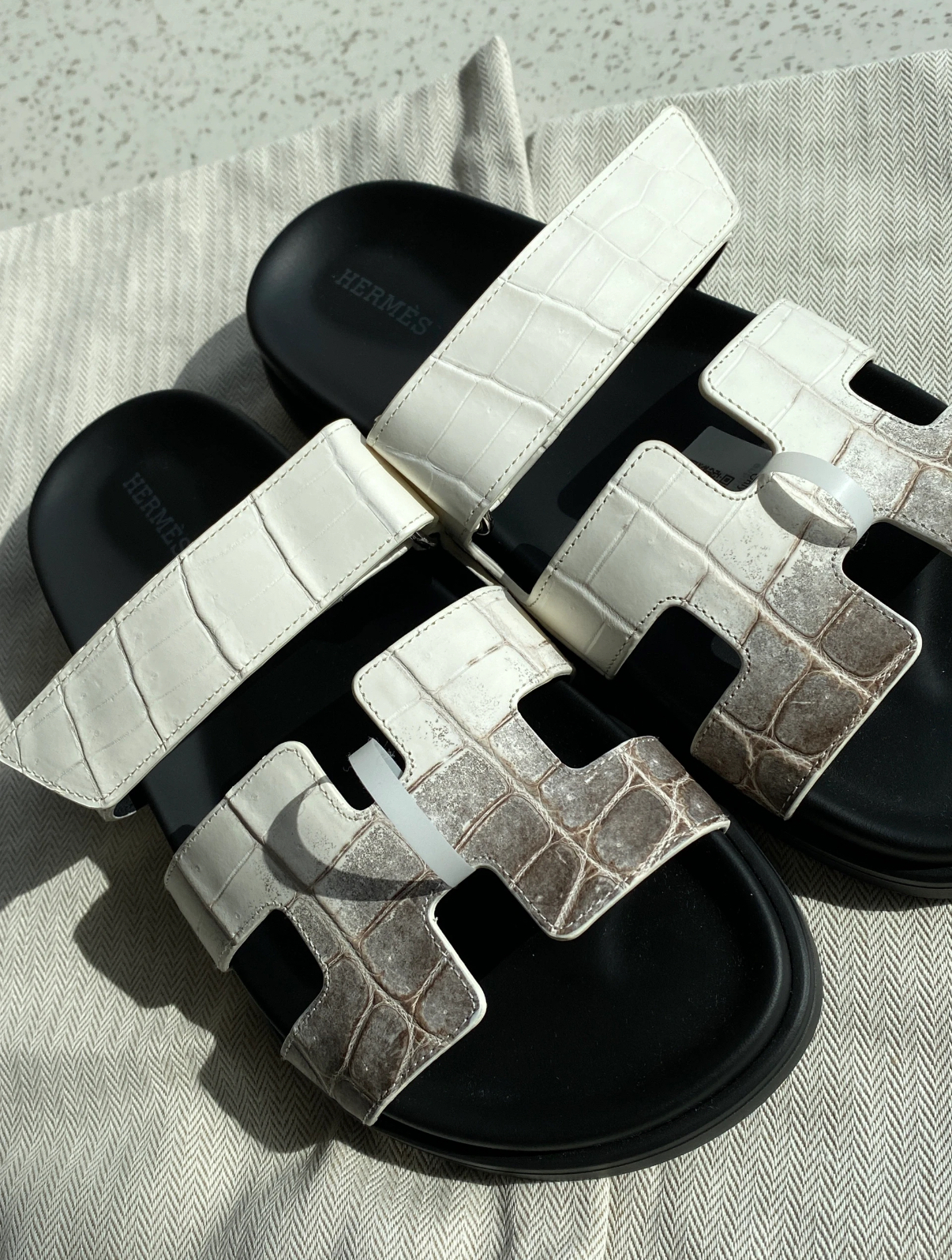 Hermès Himalaya Nile crocodile leather slippers