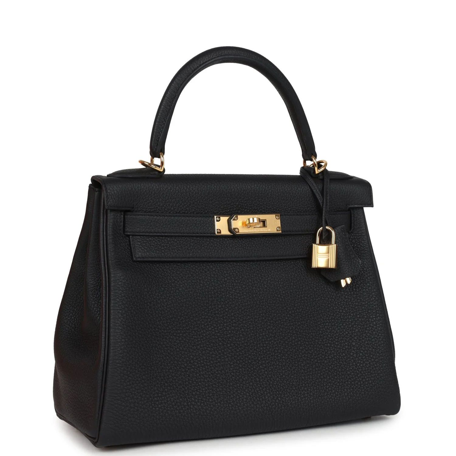 Hermes Kelly Retourne 28 Black Togo Gold Hardware