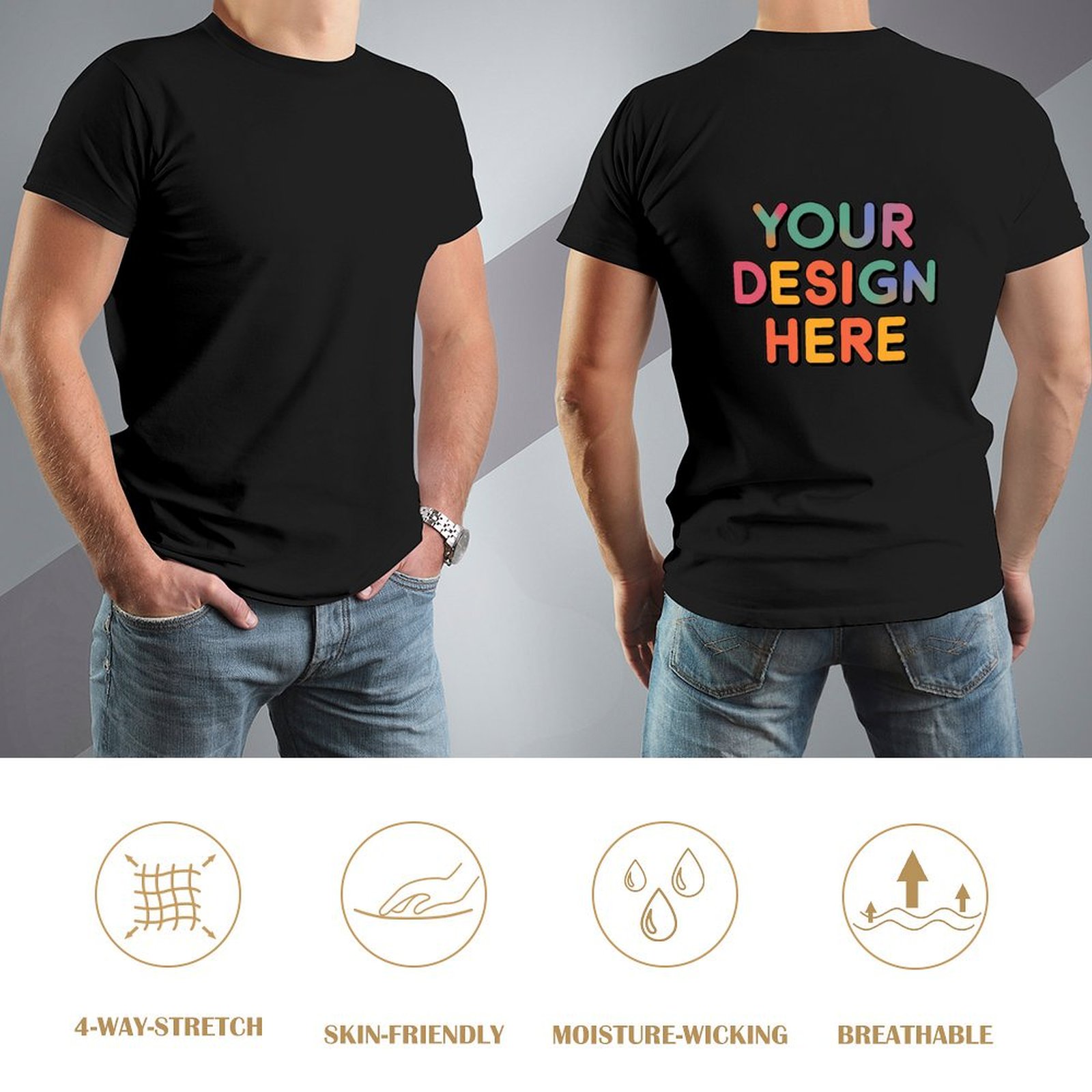 Customized Men’s T-Shirt Back Print in 100% Pure Cotton