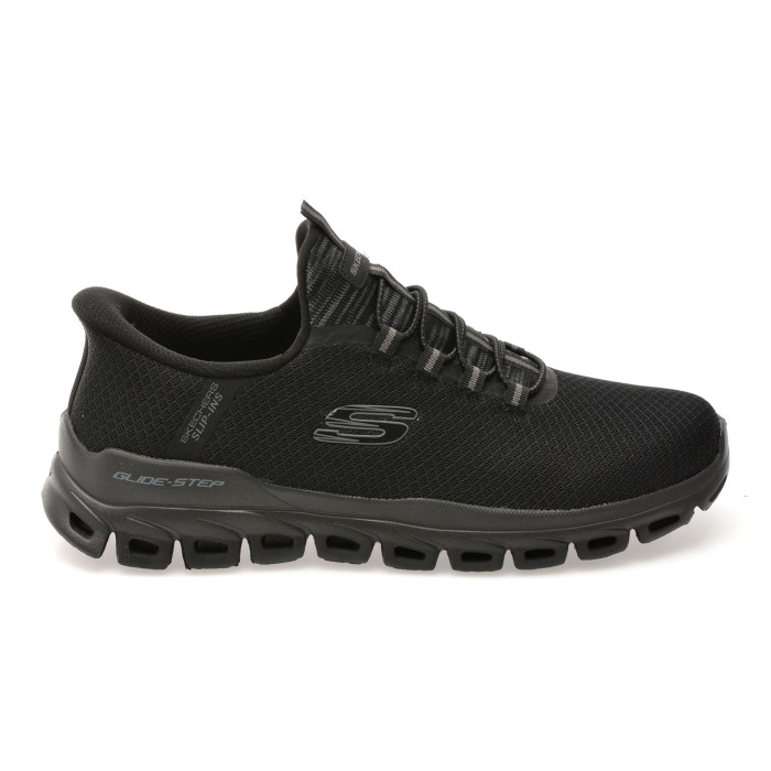Pantofi sport SKECHERS negri, GLIDE-STEP, din material textil