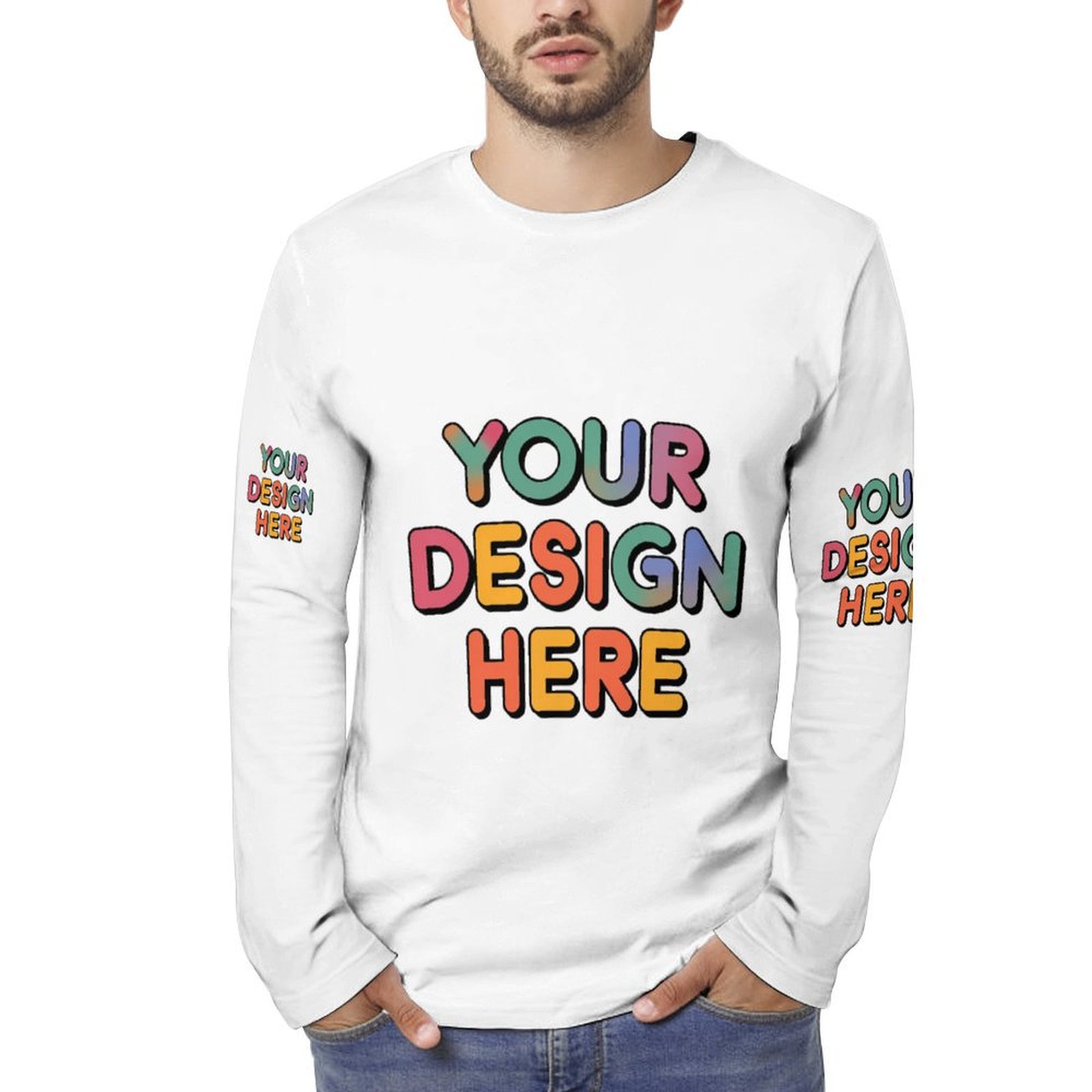 Custom Men’s Comfortable Full Print Long Sleeve T-Shirt for Everyday Wear