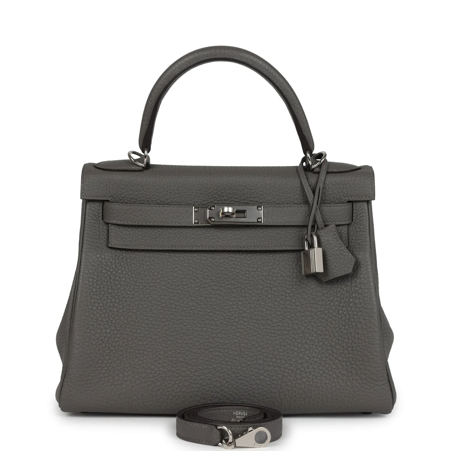 Hermes Kelly Retourne 28 Gris Meyer Clemence Palladium Hardware