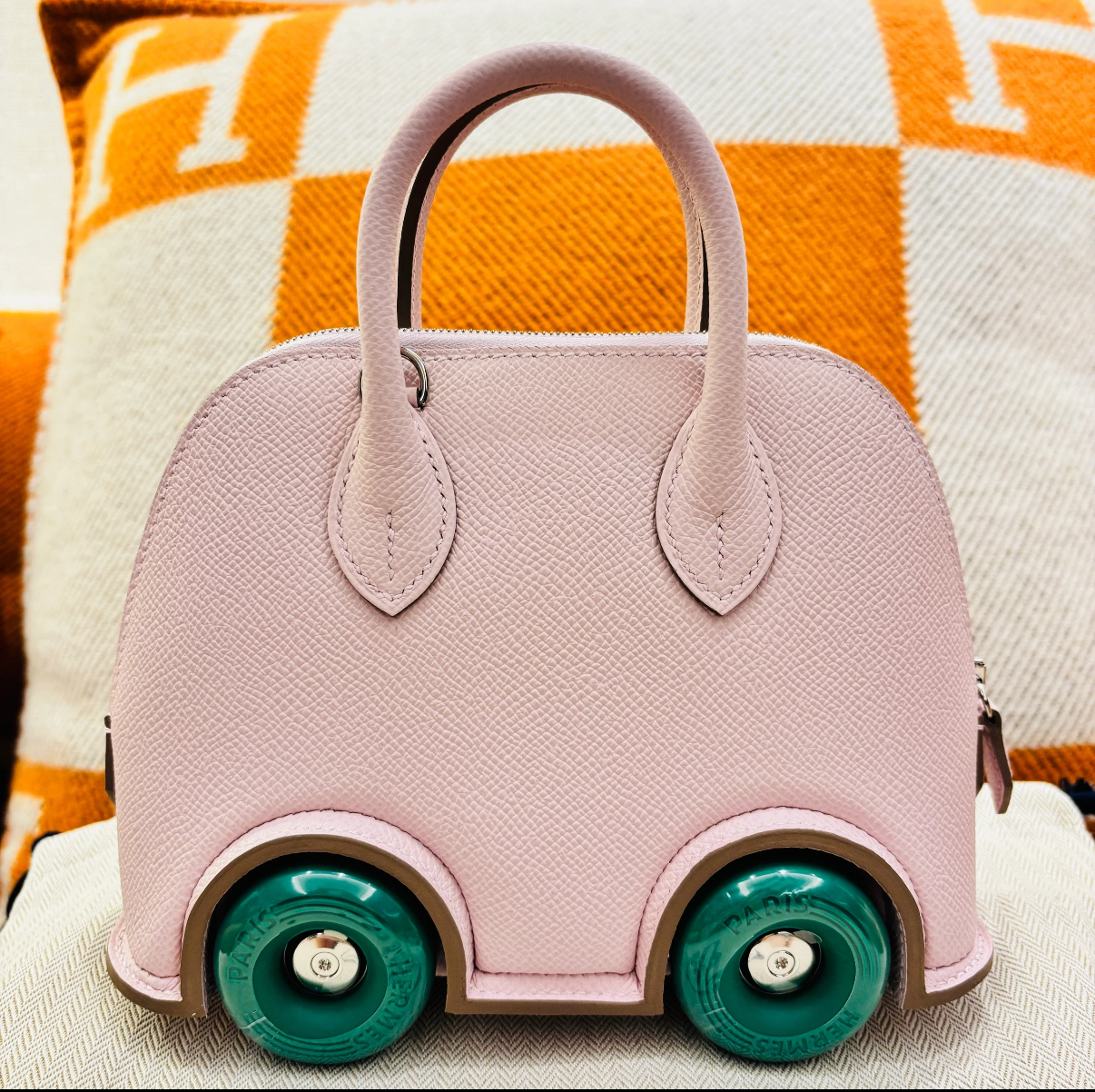 Hermès mini bowlide fantasy purple wheel bag custom