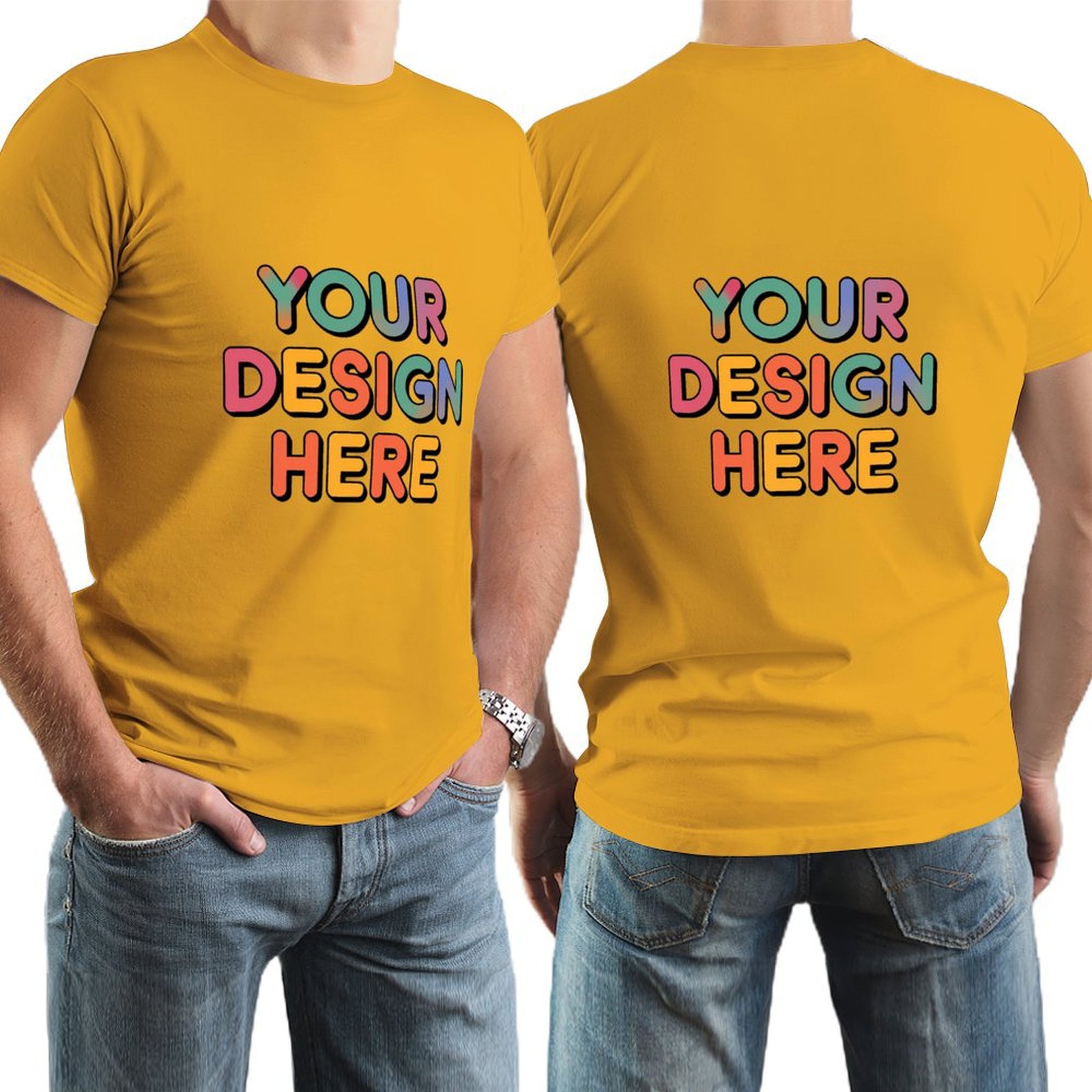 Personalized Custom Men’s Durable Cotton T-Shirt with Double-Sided Design