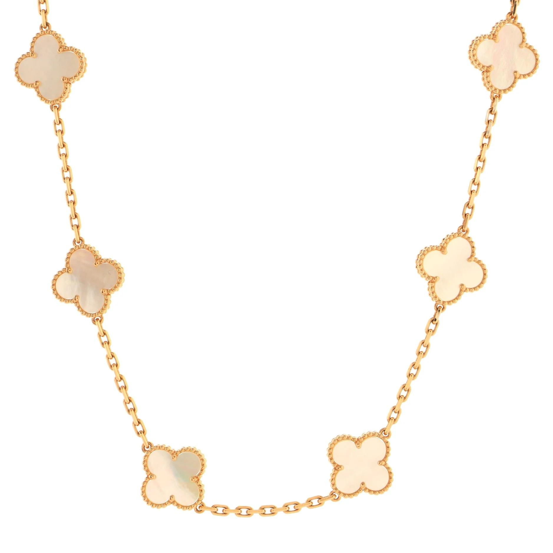 Vintage Alhambra 10 Motifs Necklace 18K Rose Gold and Mother of Pearl