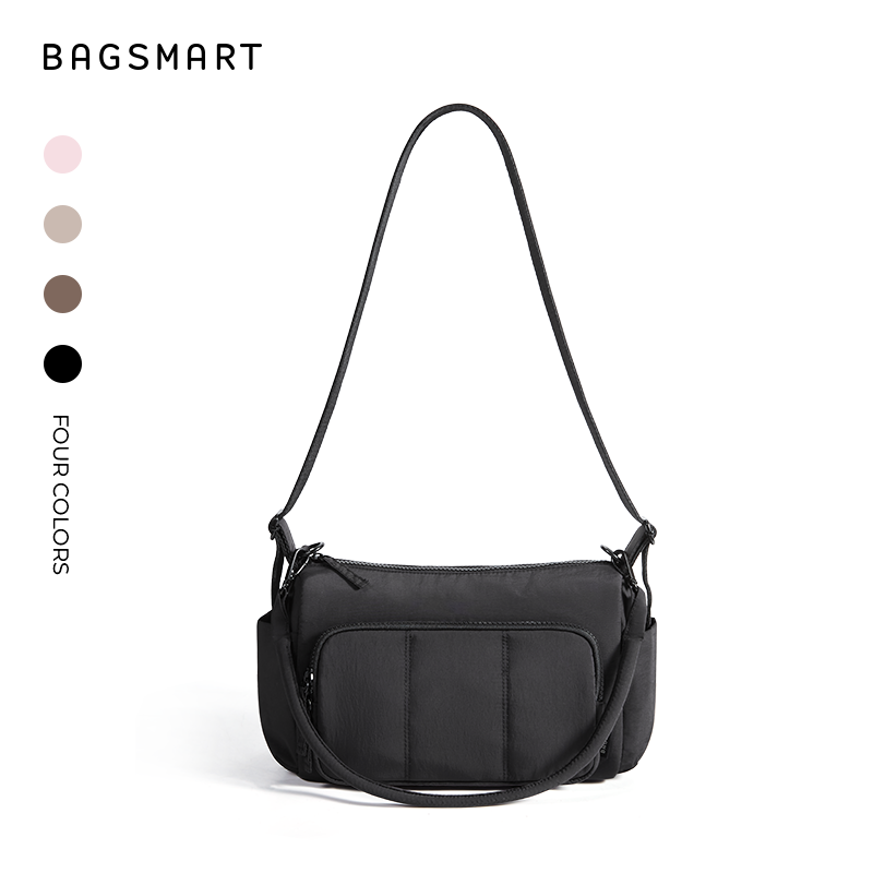 BAGSMART Quilted Crossbody Bags for Everyday Carry, Travel Shoulder Bag with Adjustable Strap, Black