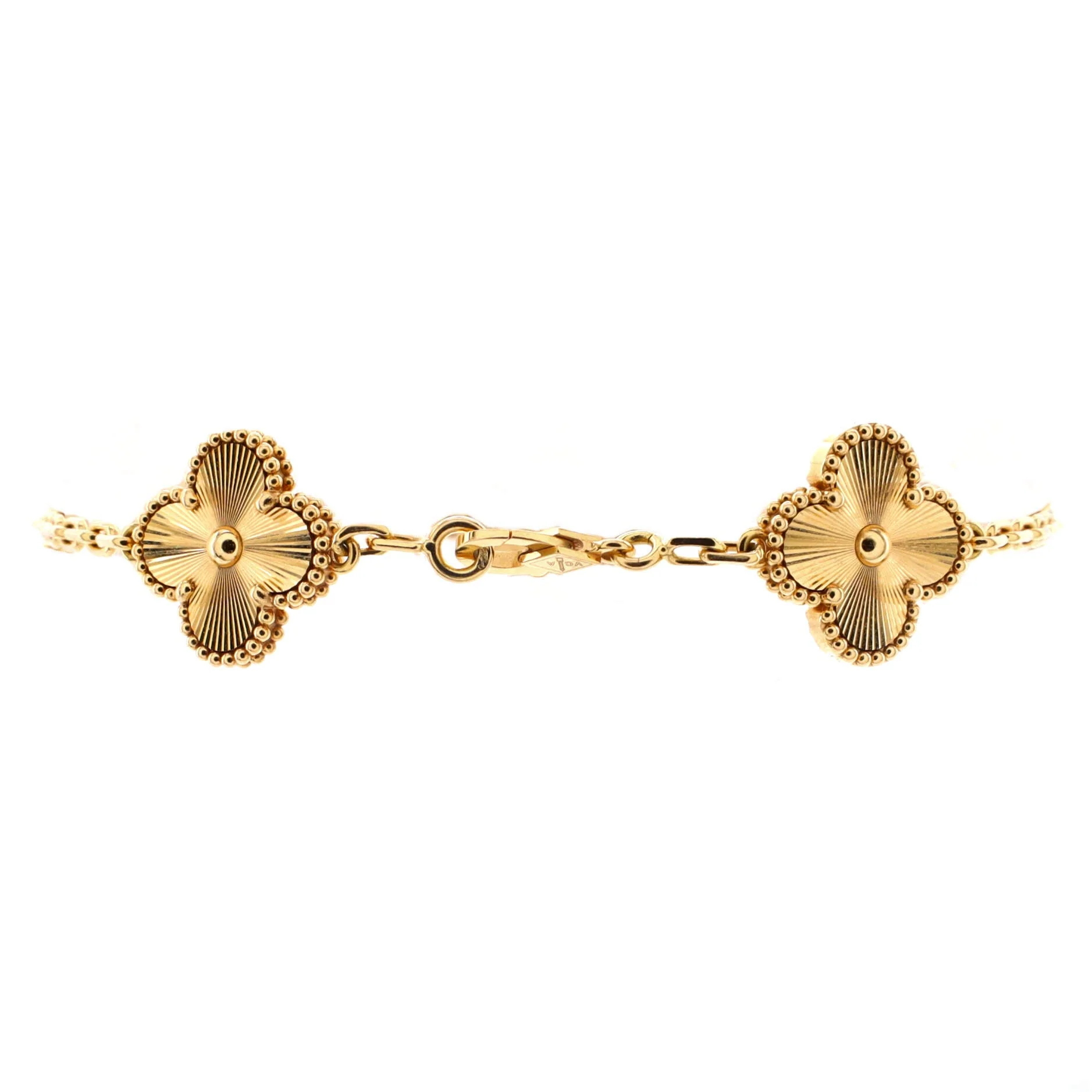 Vintage Alhambra 5 Motifs Bracelet Guilloche 18K Yellow Gold