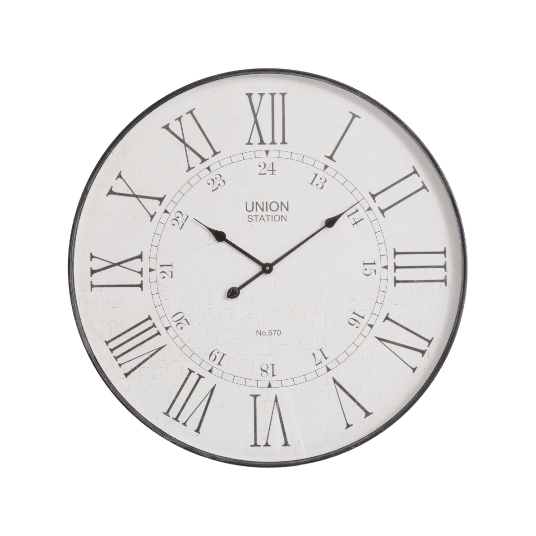 Antiqued Grey Wall Clock 80cm