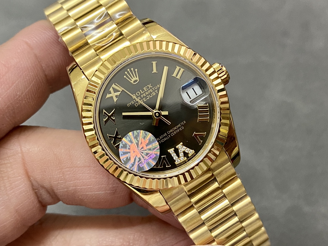 Rolex Datejust 31mm Yellow Gold M278278 0032 Dark Grey Roman VI President