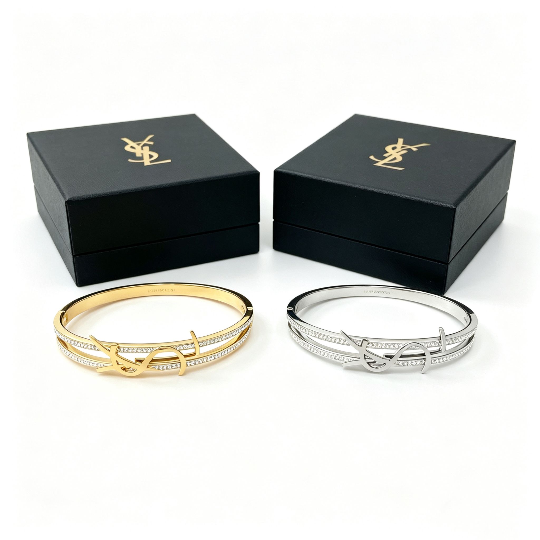 YLS — Double-layer Diamond-set Metal Bangle