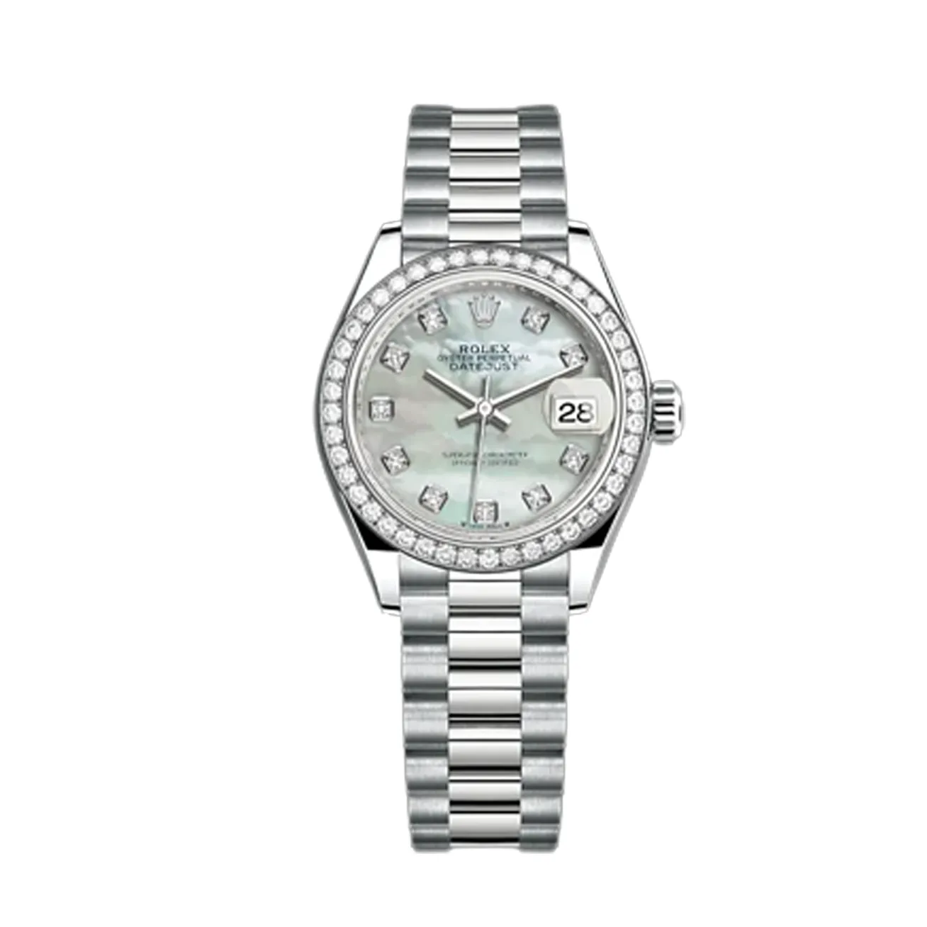 Classic watches LADY-DATEJUST Oyster, 28 mm, white gold and diamonds