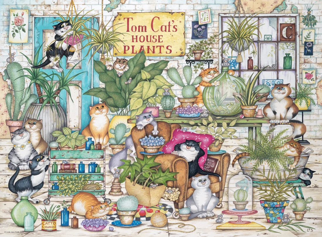 Vintage No. 13 Crazy Cats Tom Cat's House Plants 500 Piece Puzzle