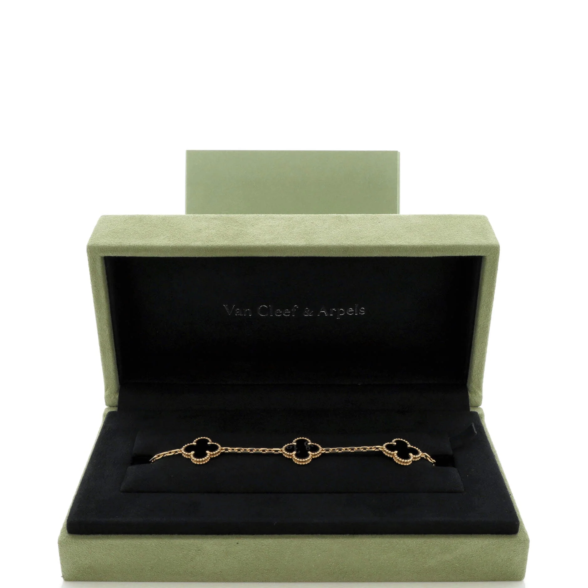 Vintage Alhambra 5 Motifs Bracelet 18K Yellow Gold and Onyx