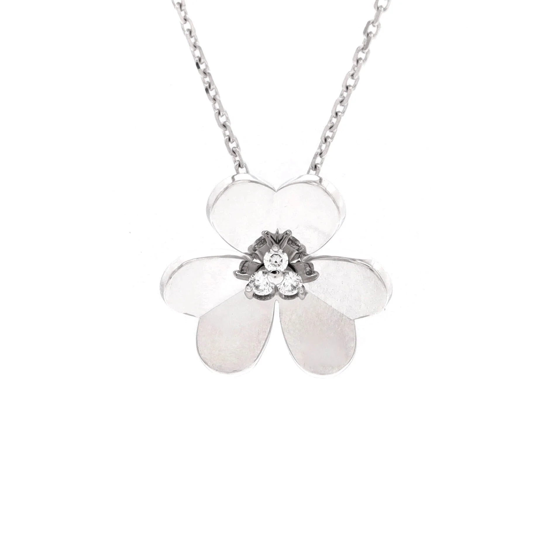 Frivole Pendant Necklace 18K White Gold with Diamonds Large