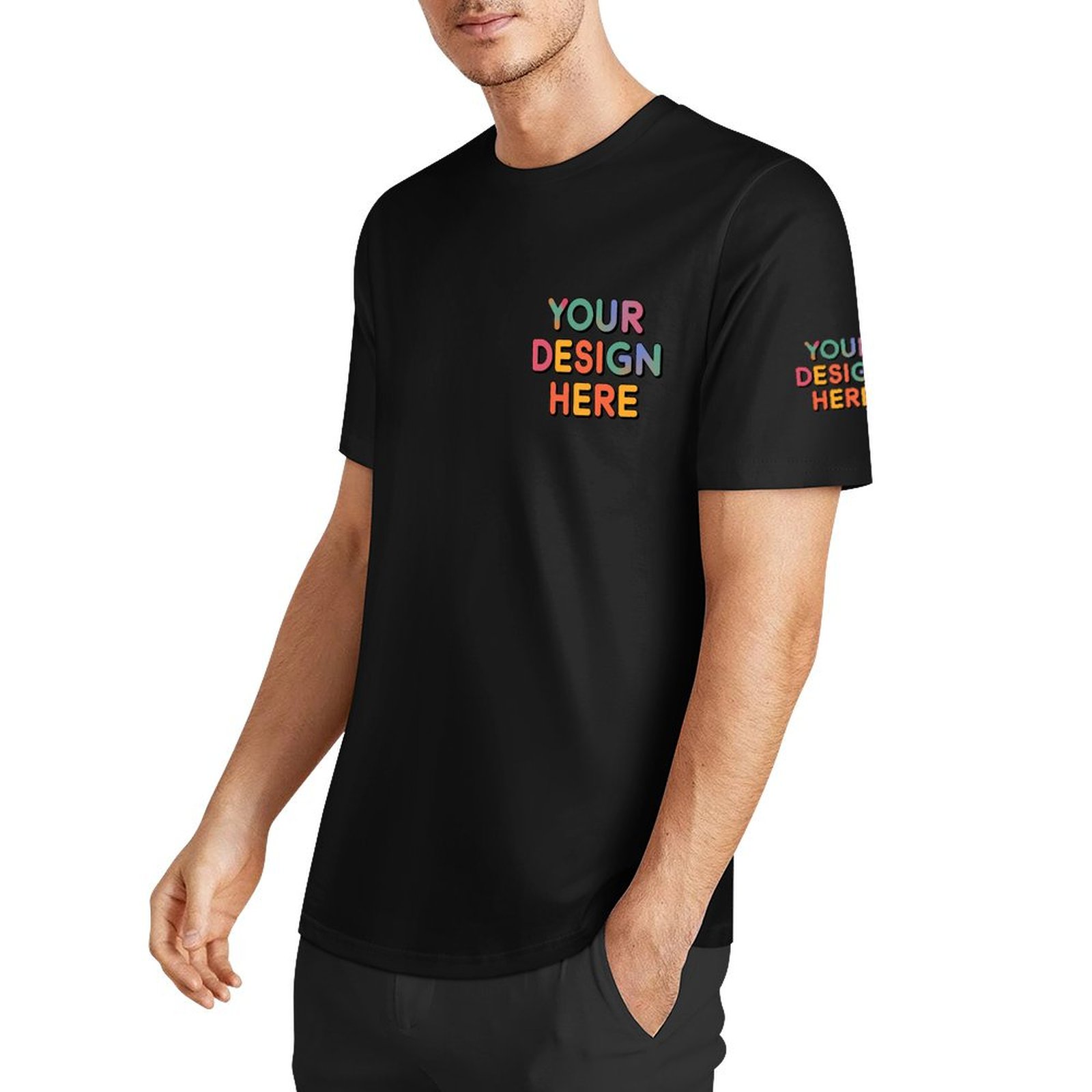 Personalized Custom Men’s Essential Summer T-Shirt with Chest and Sleeve Print