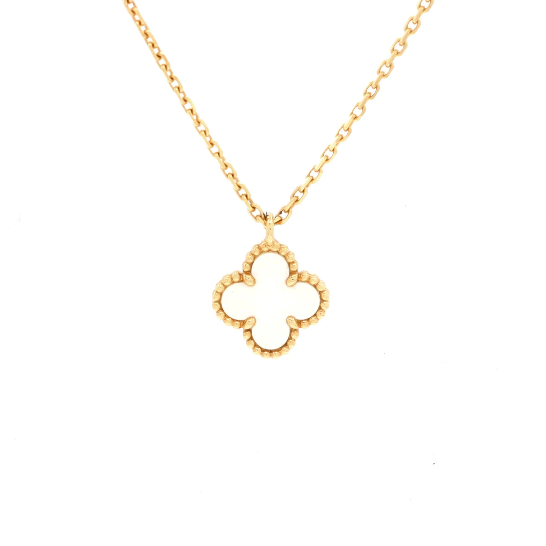 Sweet Alhambra Pendant Necklace 18K Yellow Gold and Mother of Pearl