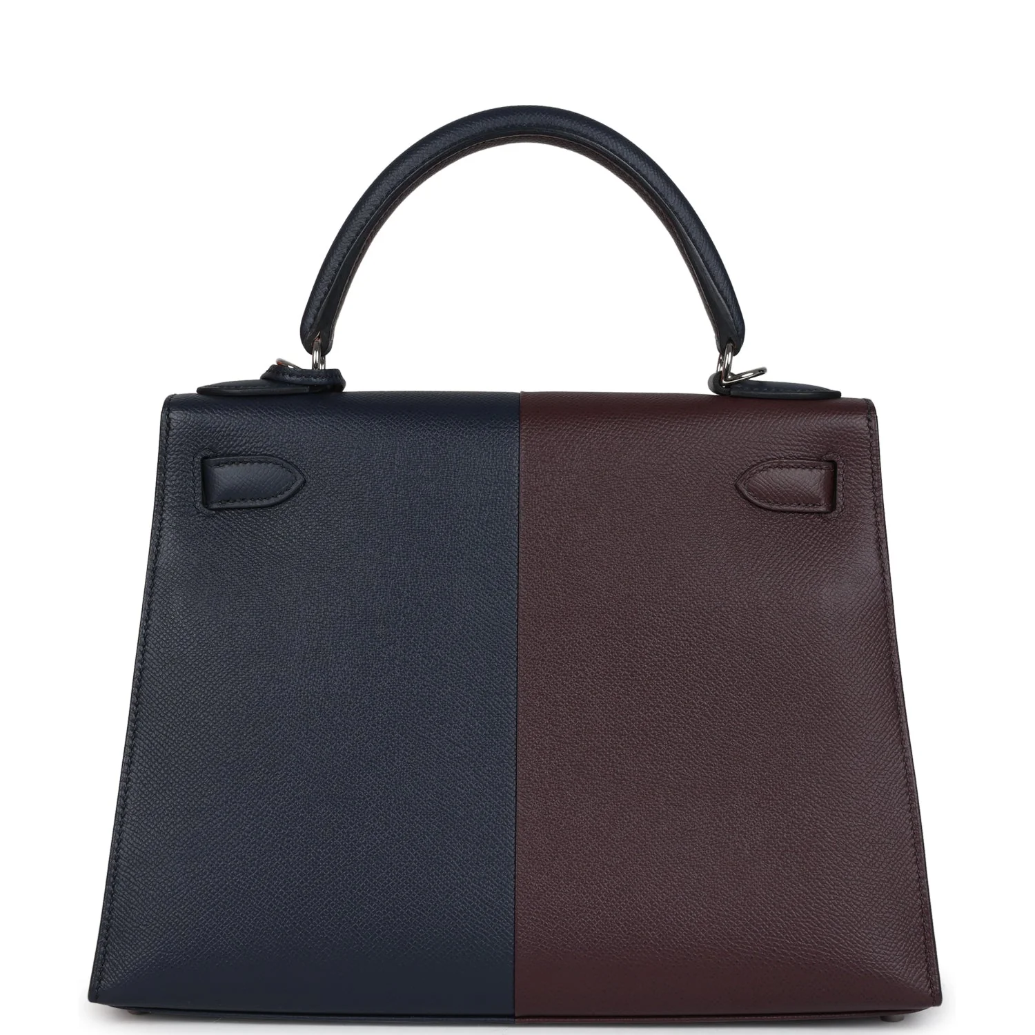 Hermes Kelly Sellier 28 Casaque Bleu Indigo and Rouge Sellier Epsom Palladium Hardware