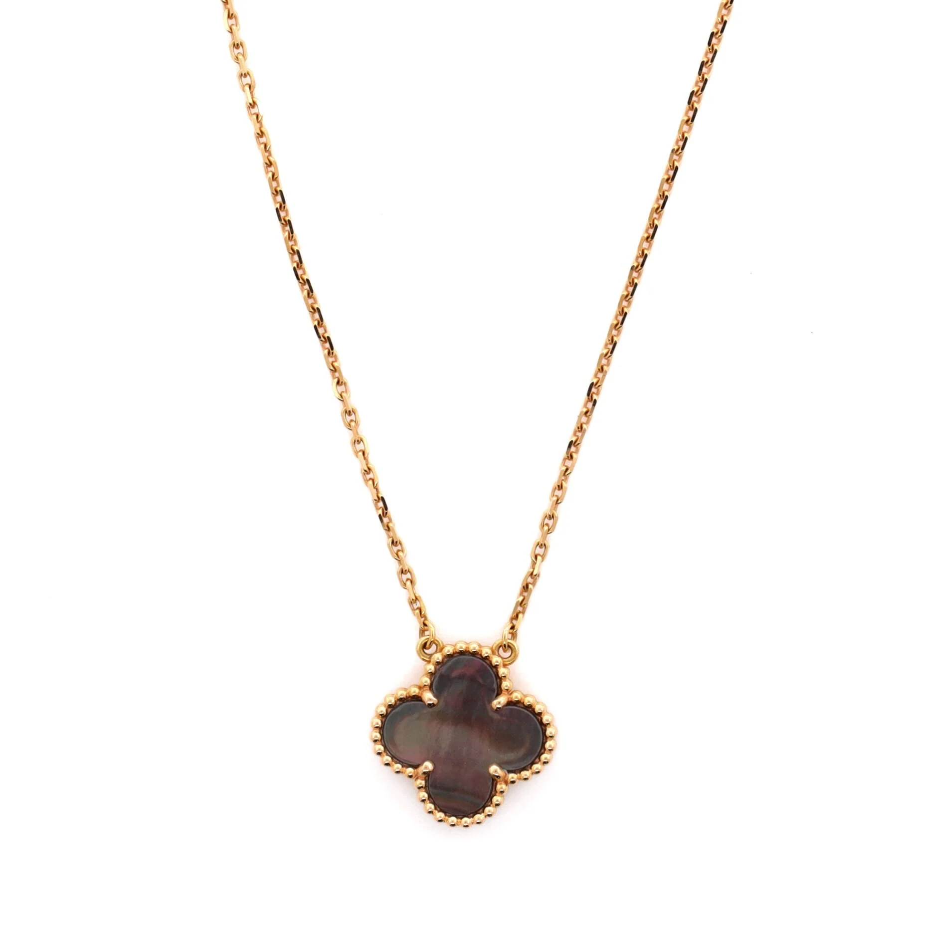 Vintage Alhambra Pendant Necklace 18K Rose Gold and Grey Mother of Pearl