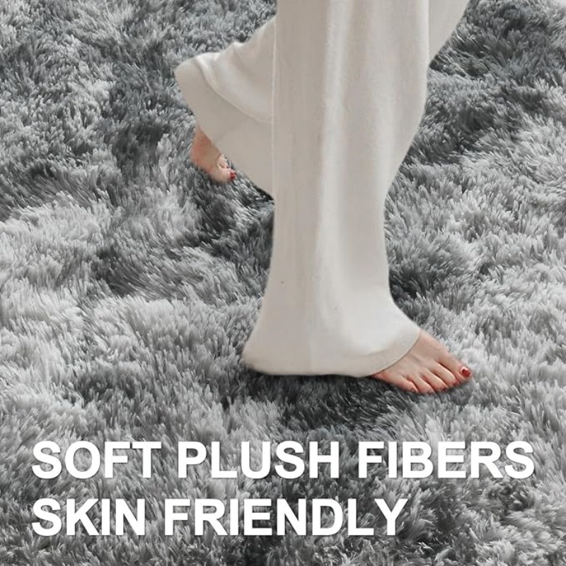 6x9 Ft Large Shag Black Rug for Living Room