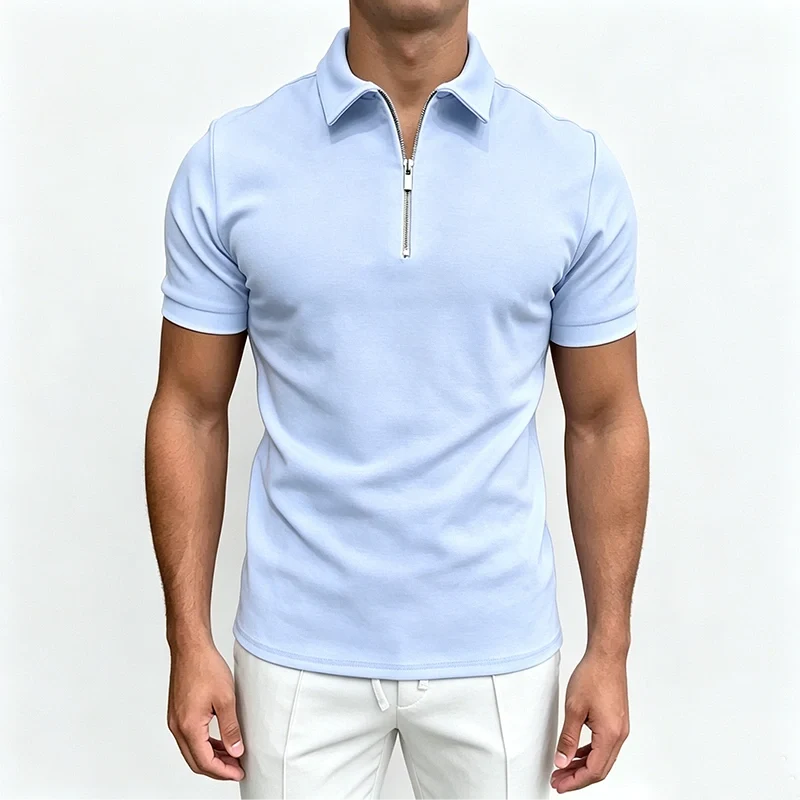 Mivanity Men's Short Sleeve Zip Polo