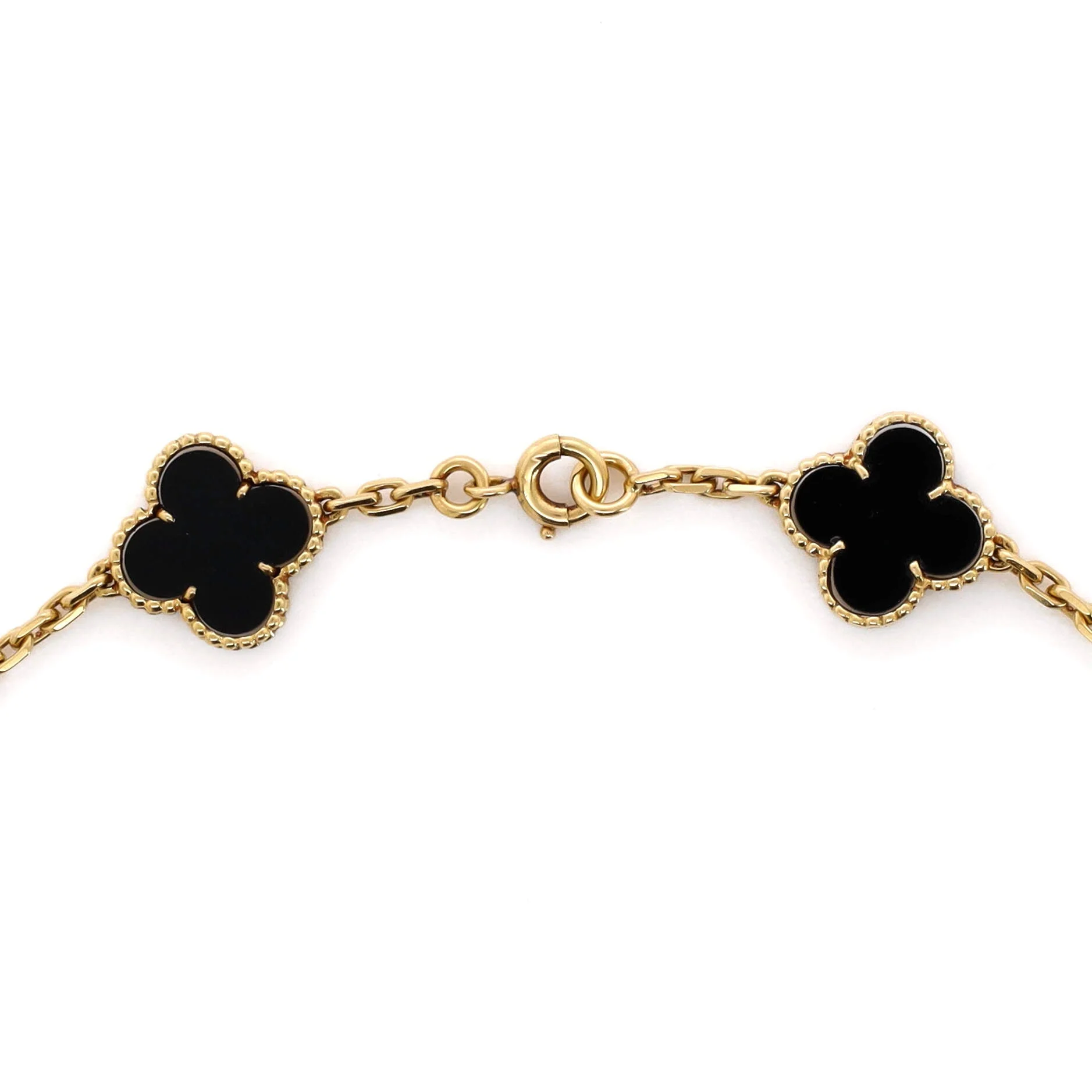 Vintage Alhambra 10 Motifs Necklace 18K Yellow Gold and Onyx