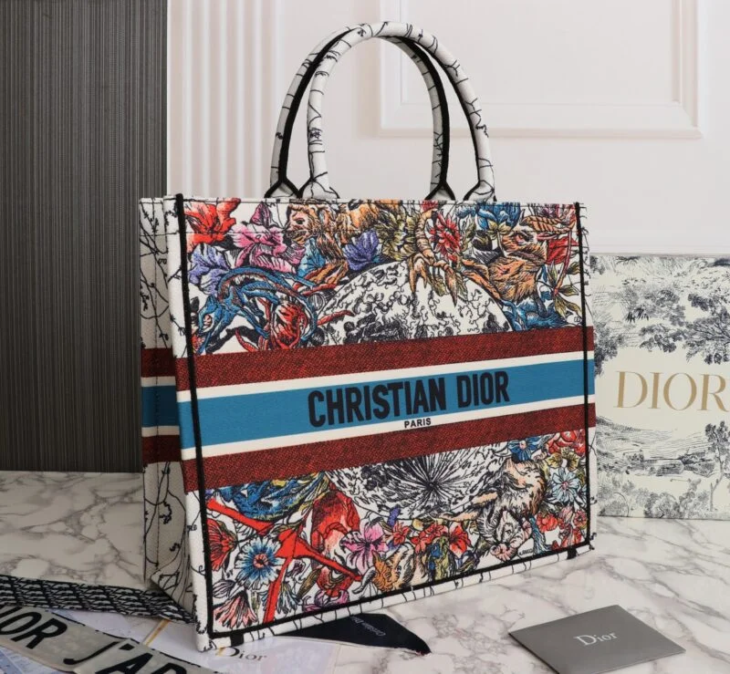 Dior Latte Multicolor Medium/Large Book Tote- 36/42Cm