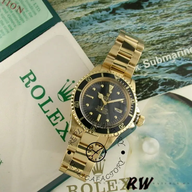 Rolex Submariner 1680/8 Black dial Yellow Gold 40mm Mens Replica Watch