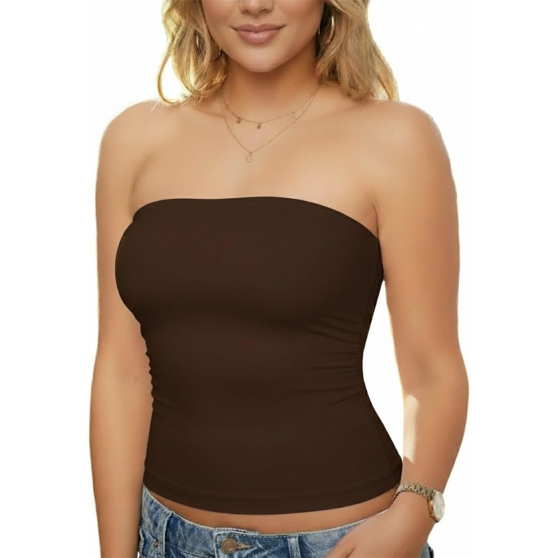 AURETOP Women's Tube Top Strapless Bandeau Crop Top