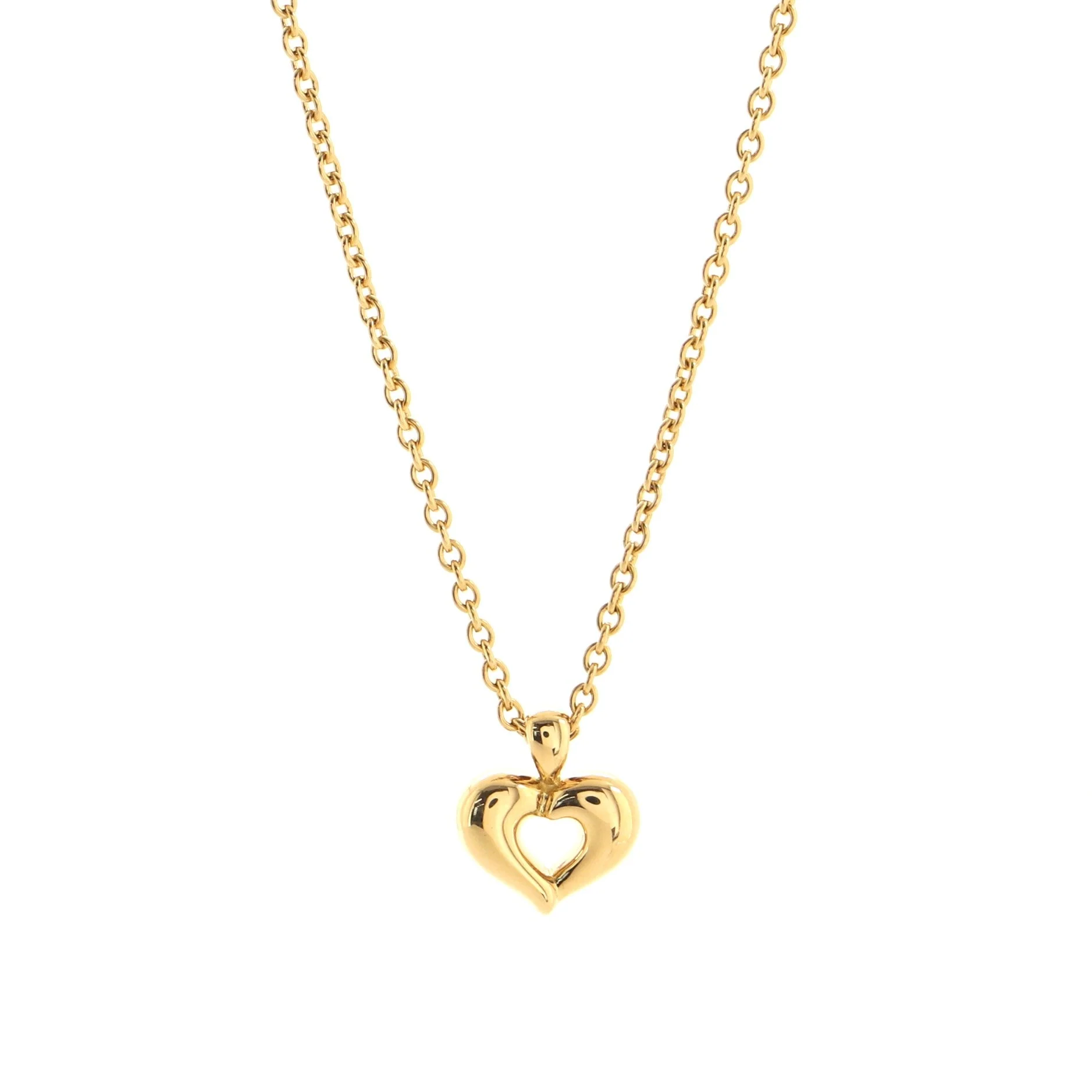 Vintage Heart Pendant Necklace 18K Yellow Gold