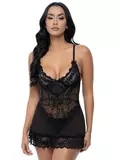 Oh La La Cheri Black Lace Babydoll Set