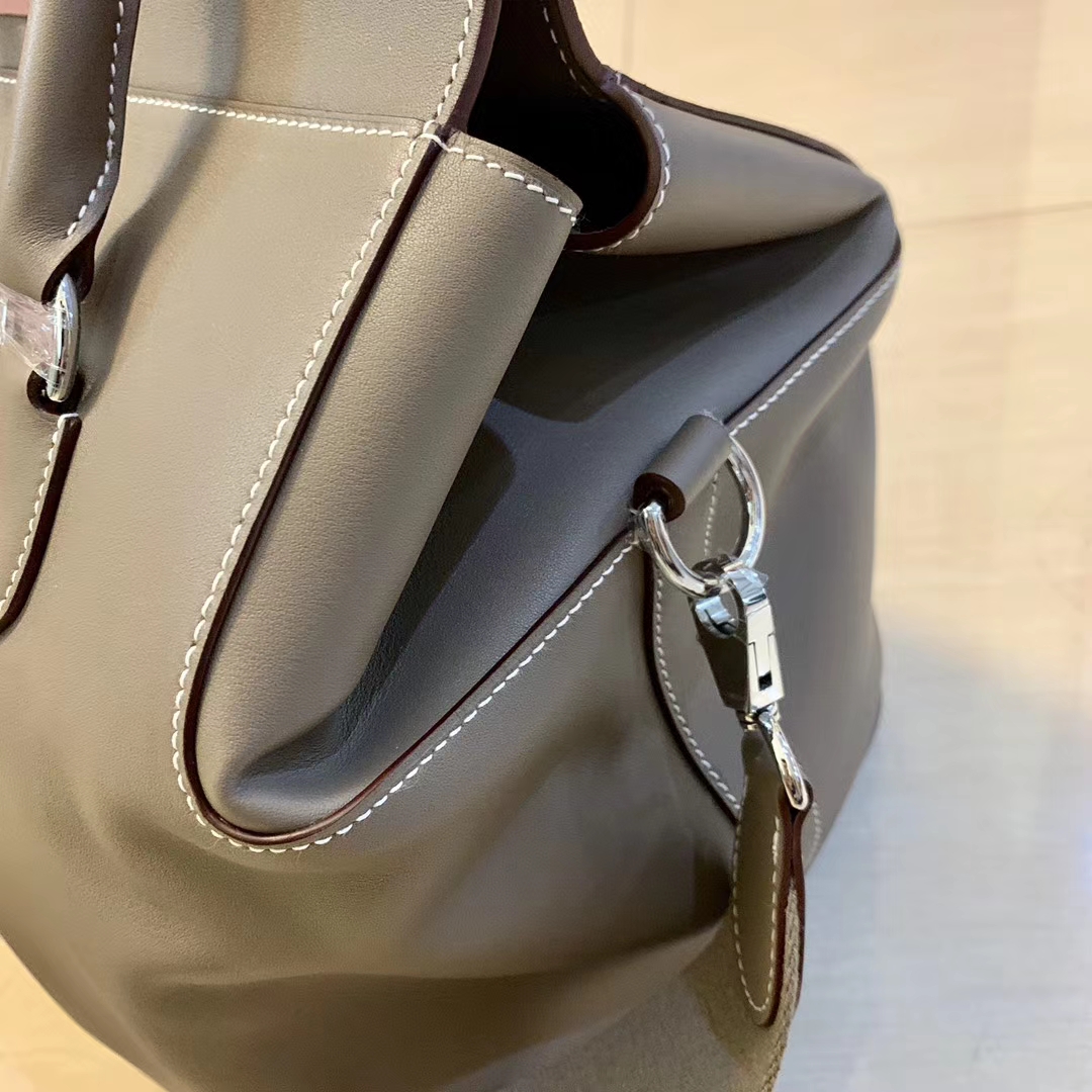 Hermes Toolbox Milk Carton Travel Bag Pigeon gray 20-33cm Small Quantity in Stock