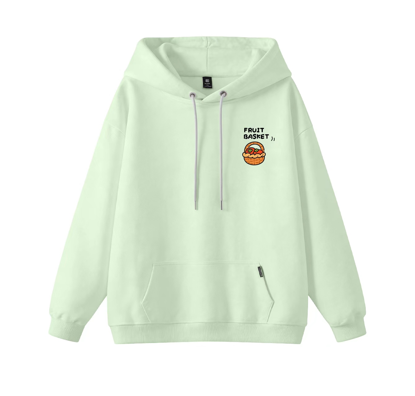 This adorable hooded sweatshirt features a fruit basket print and is a casual pullover. Its stand-up collar design also makes it an ideal choice for winter wear.