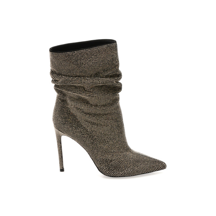 Botine elegante EPICA PREMIUM argintii, 62R, din piele naturala